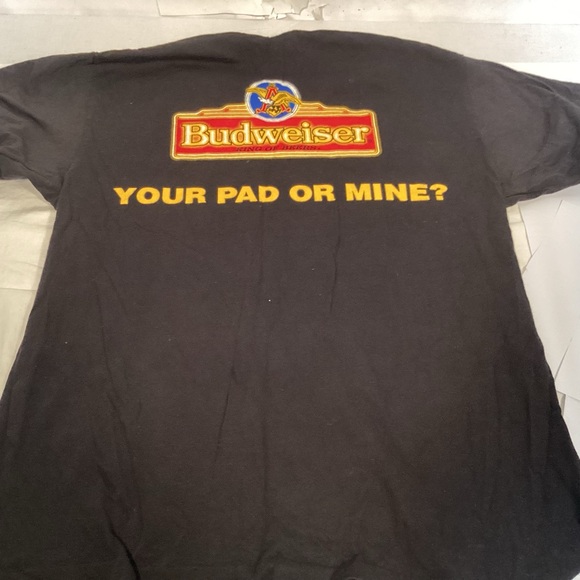 Budweiser Vintage 90s Black Tee with Green Frog Design Men’s Medium - Picture 11 of 14